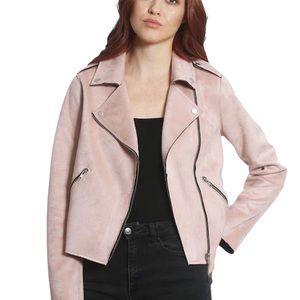 Members Only Women's Vegan Suede Biker Moto Jacket. Pink. Size Small